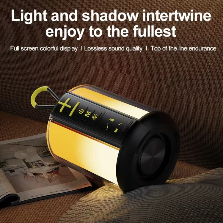 AEC S16 Portable LED Light Rainbow RGB Bluetooth Wireless TWS Speaker - Black