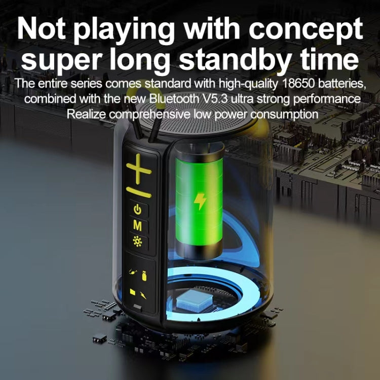 AEC S16 Portable LED Light Rainbow RGB Bluetooth Wireless TWS Speaker - Black