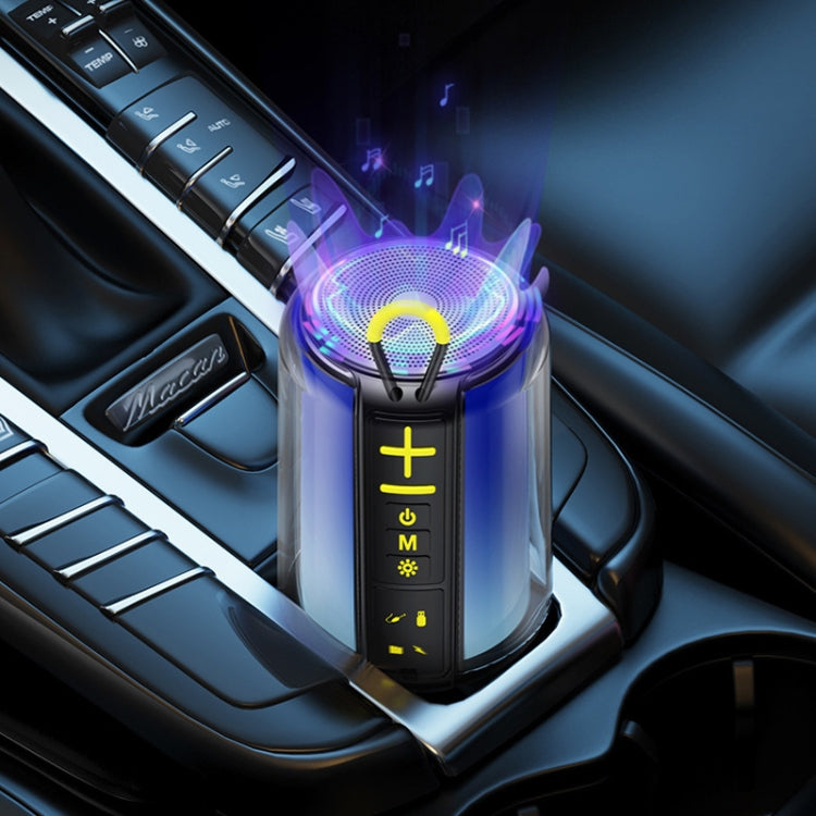 AEC S16 Portable LED Light Rainbow RGB Bluetooth Wireless TWS Speaker - Black