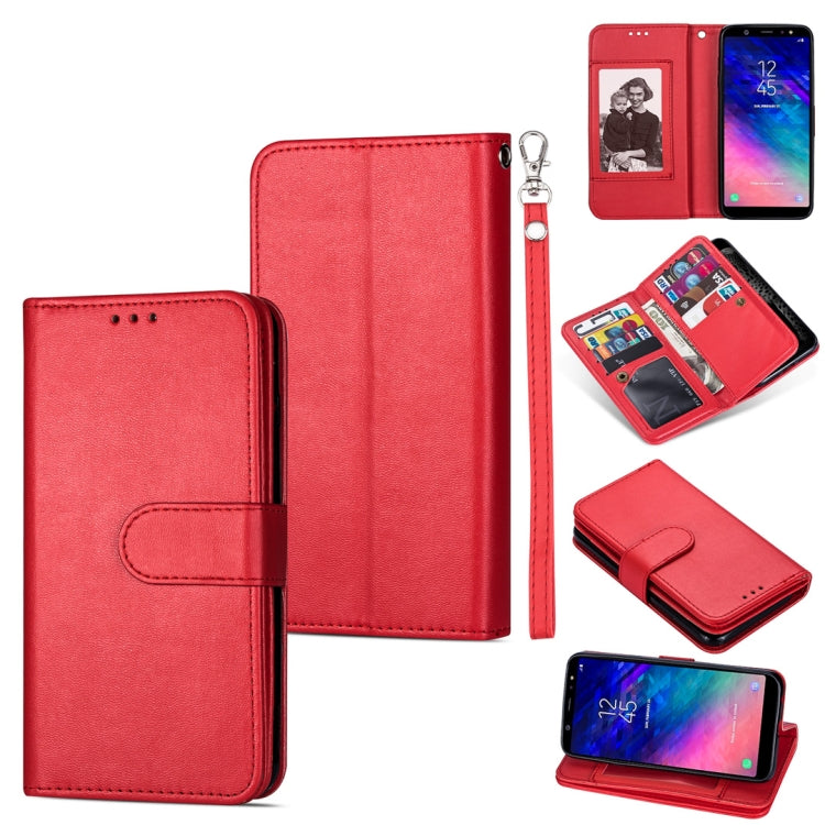 For Samsung Galaxy A6+ (2018) Ultra-thin 9 Card Horizontal Flip Leather Case, with Card Slots & Holder & Lanyard