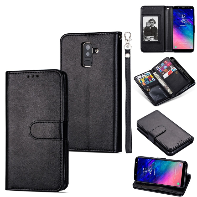 For Samsung Galaxy A6+ (2018) Ultra-thin 9 Card Horizontal Flip Leather Case, with Card Slots & Holder & Lanyard