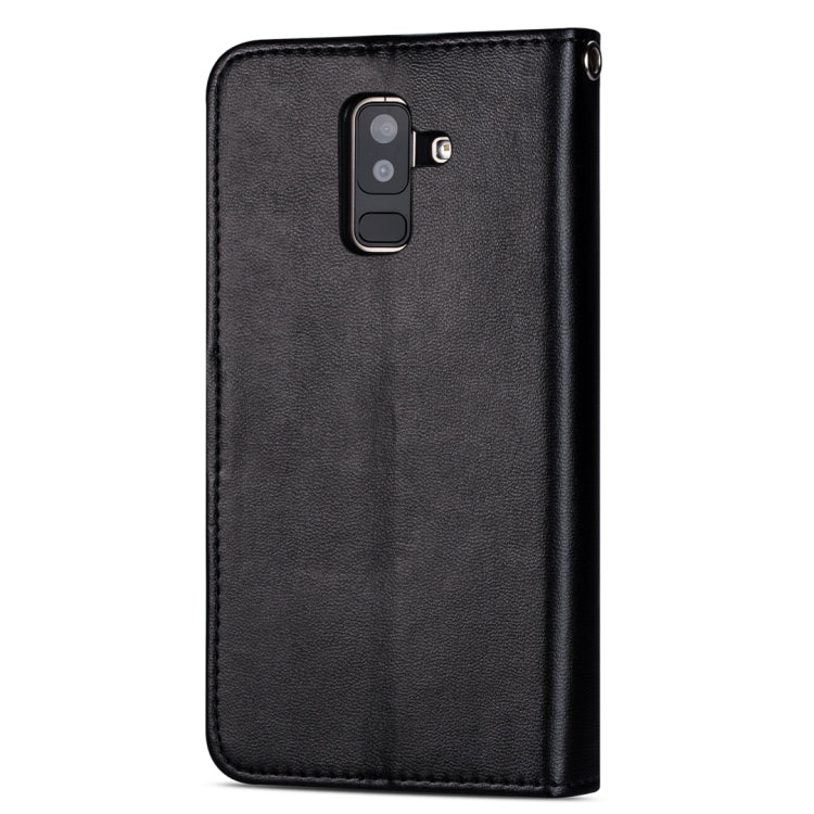 For Samsung Galaxy A6+ (2018) Ultra-thin 9 Card Horizontal Flip Leather Case, with Card Slots & Holder & Lanyard