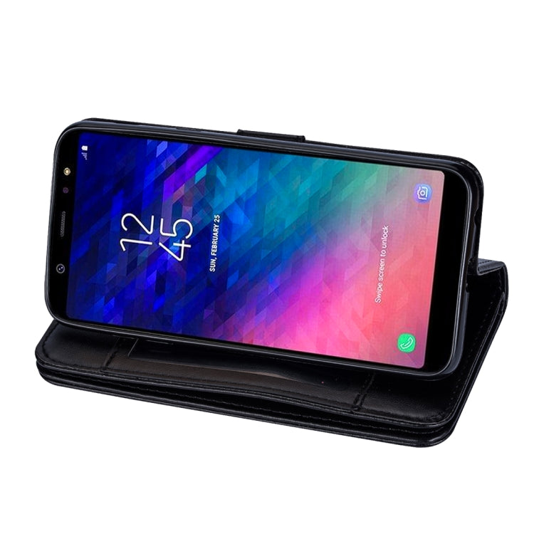 For Samsung Galaxy A6+ (2018) Ultra-thin 9 Card Horizontal Flip Leather Case, with Card Slots & Holder & Lanyard