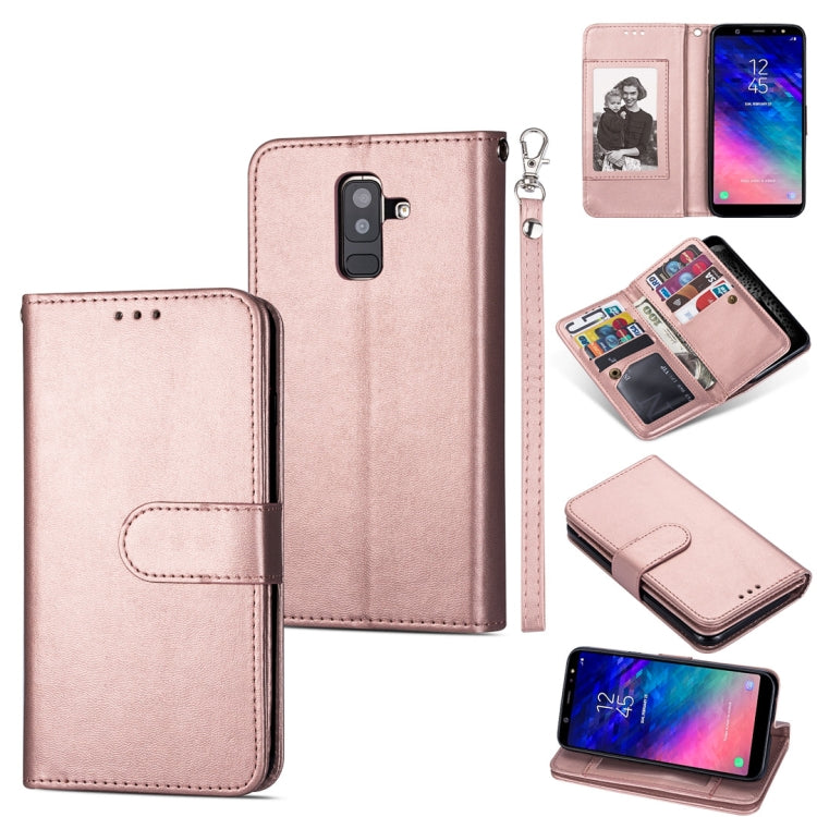 For Samsung Galaxy A6+ (2018) Ultra-thin 9 Card Horizontal Flip Leather Case, with Card Slots & Holder & Lanyard