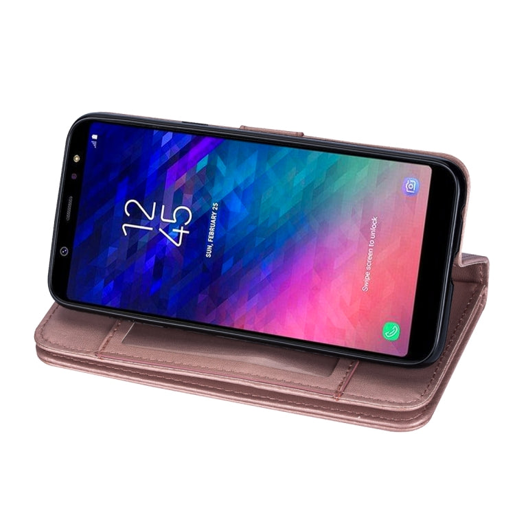 For Samsung Galaxy A6+ (2018) Ultra-thin 9 Card Horizontal Flip Leather Case, with Card Slots & Holder & Lanyard