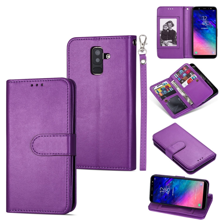 For Samsung Galaxy A6+ (2018) Ultra-thin 9 Card Horizontal Flip Leather Case, with Card Slots & Holder & Lanyard