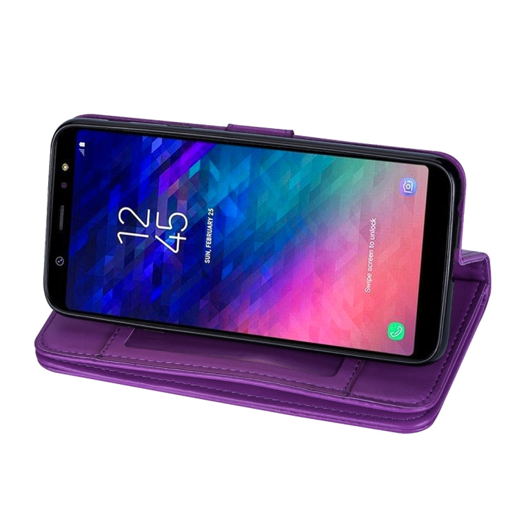 For Samsung Galaxy A6+ (2018) Ultra-thin 9 Card Horizontal Flip Leather Case, with Card Slots & Holder & Lanyard