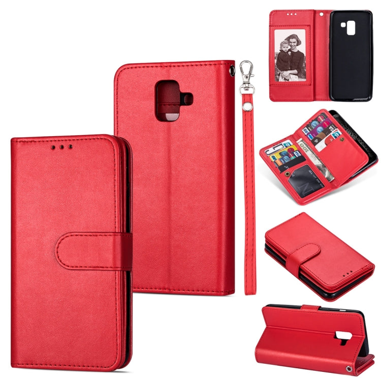 For Samsung Galaxy A8 (2018) Ultra-thin 9 Card Horizontal Flip Leather Case, with Card Slots & Holder & Lanyard