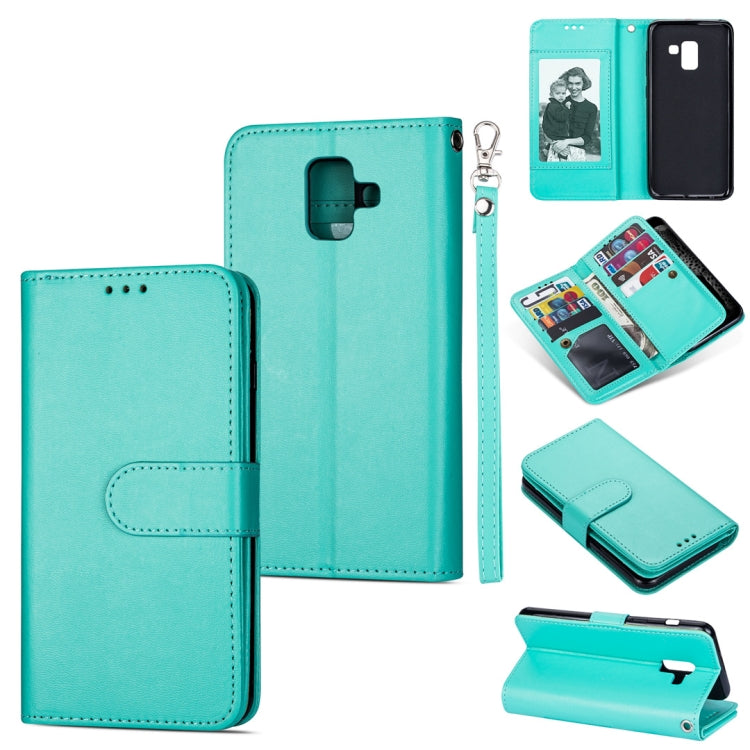 For Samsung Galaxy A8 (2018) Ultra-thin 9 Card Horizontal Flip Leather Case, with Card Slots & Holder & Lanyard