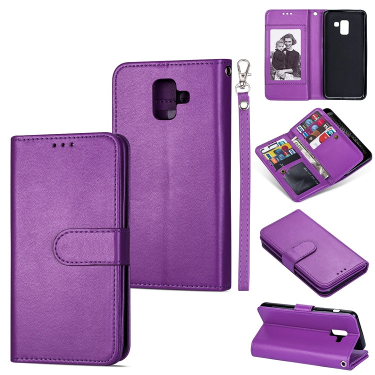 For Samsung Galaxy A8 (2018) Ultra-thin 9 Card Horizontal Flip Leather Case, with Card Slots & Holder & Lanyard