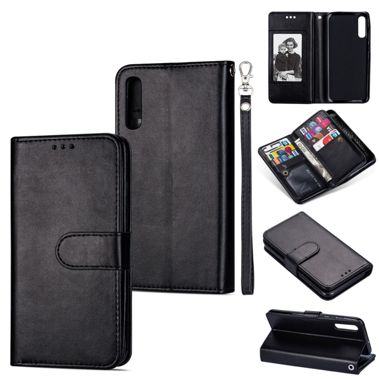 For Samsung Galaxy A70  Ultra-thin 9 Card Horizontal Flip Leather Case, with Card Slots & Holder & Lanyard