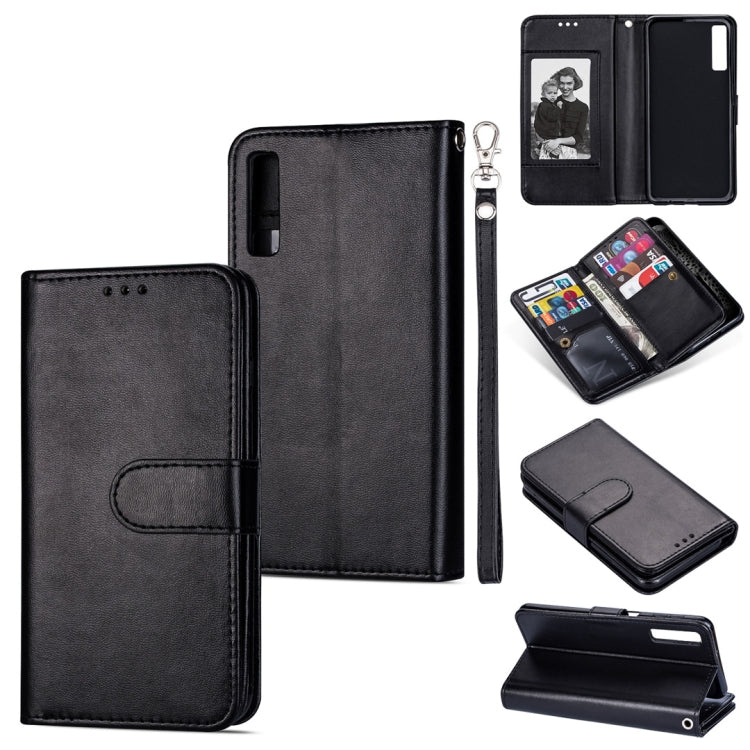 For Samsung Galaxy A7 (2018) Ultra-thin 9 Card Horizontal Flip Leather Case, with Card Slots & Holder & Lanyard