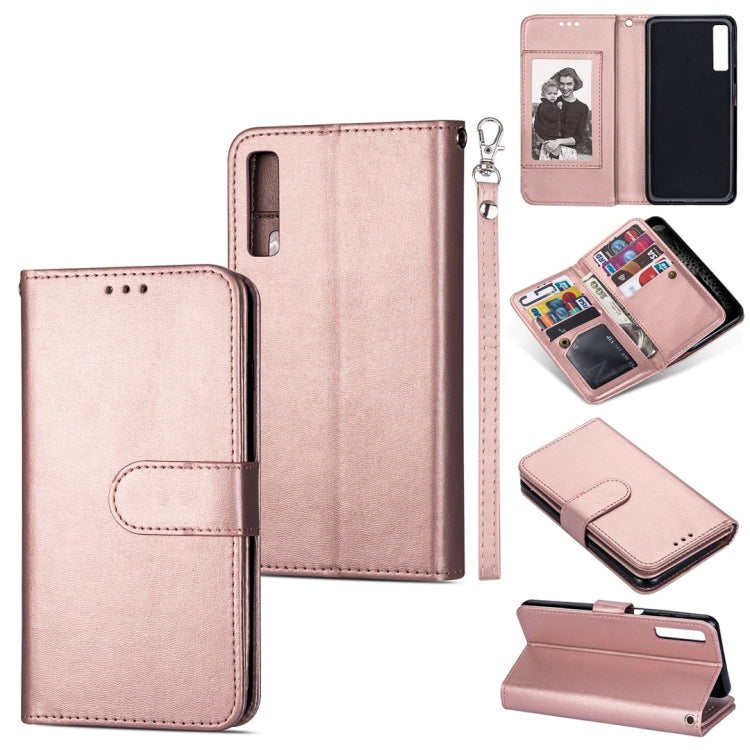 For Samsung Galaxy A7 (2018) Ultra-thin 9 Card Horizontal Flip Leather Case, with Card Slots & Holder & Lanyard