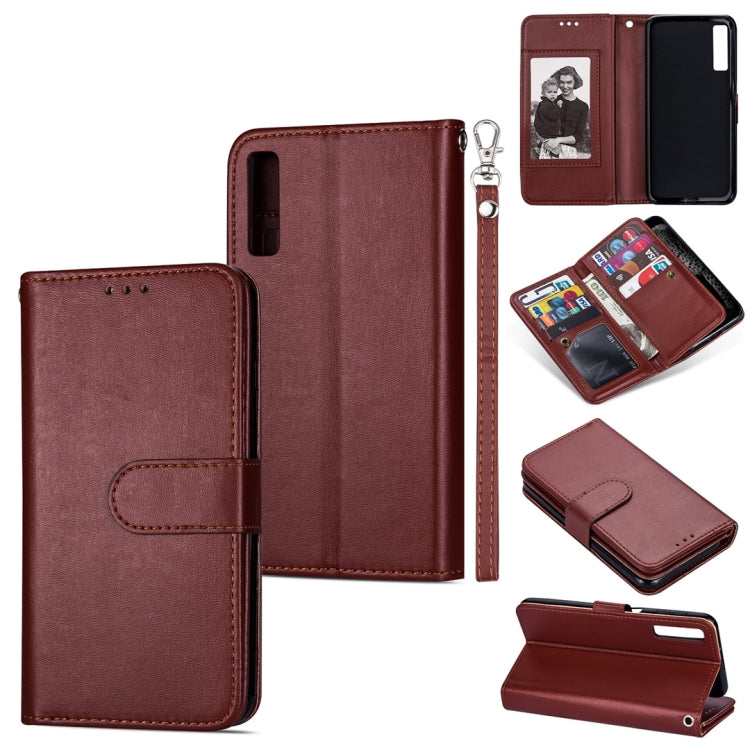 For Samsung Galaxy A7 (2018) Ultra-thin 9 Card Horizontal Flip Leather Case, with Card Slots & Holder & Lanyard
