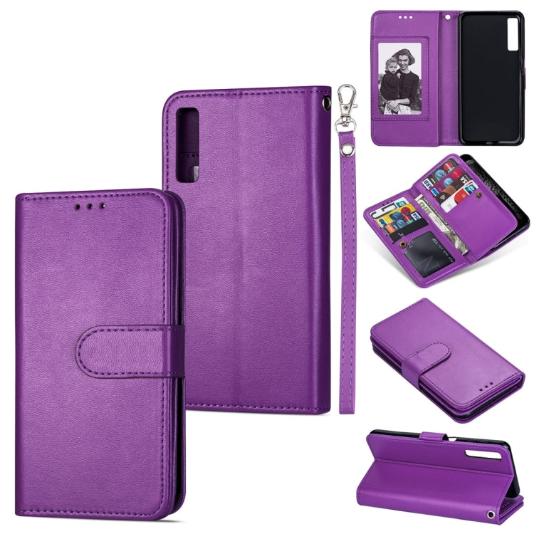 For Samsung Galaxy J3 (2018) Ultra-thin 9 Card Horizontal Flip Leather Case, with Card Slots & Holder & Lanyard