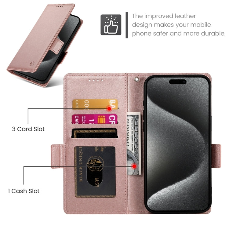 For iPhone 15 Pro Max Side Buckle Magnetic Frosted Leather Phone Case