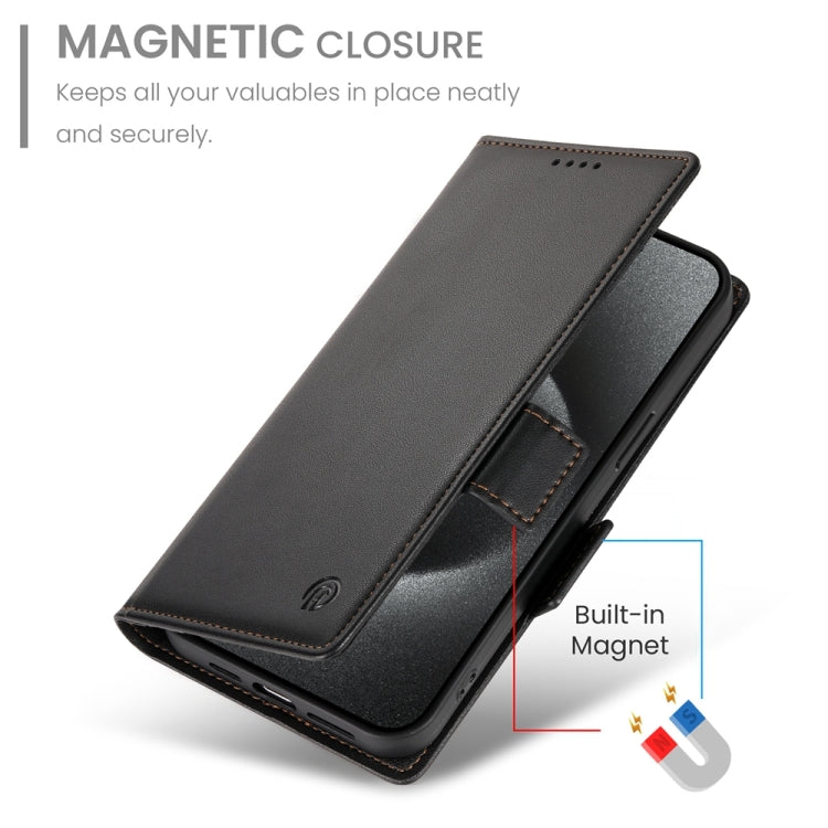 For iPhone 15 Pro Max Side Buckle Magnetic Frosted Leather Phone Case