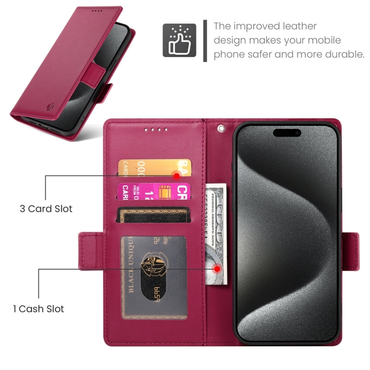 For iPhone 15 Pro Max Side Buckle Magnetic Frosted Leather Phone Case