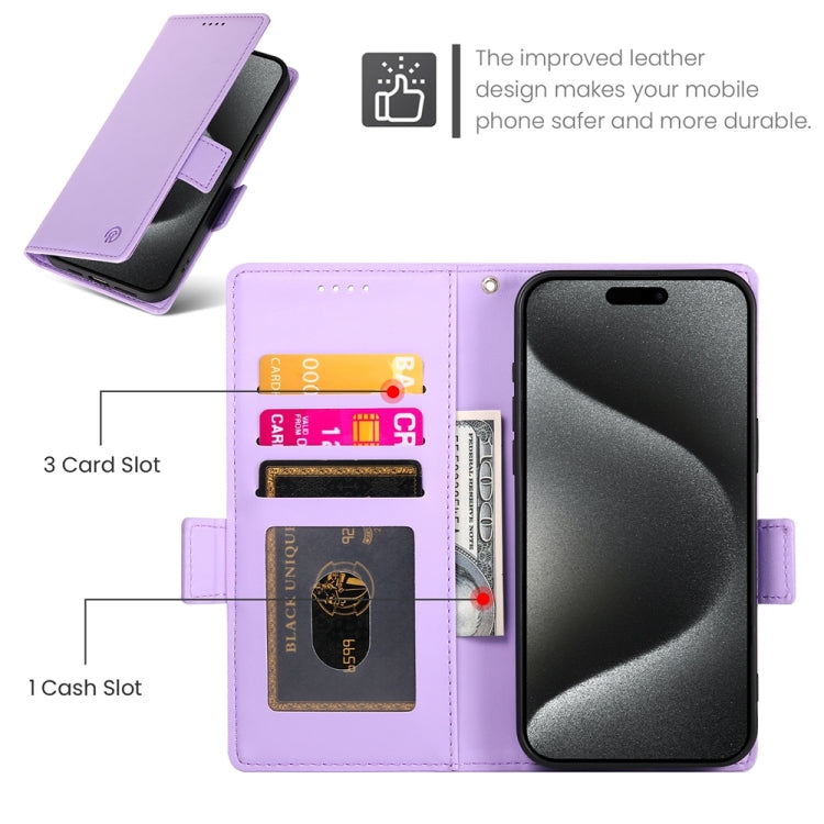 For iPhone 15 Pro Max Side Buckle Magnetic Frosted Leather Phone Case