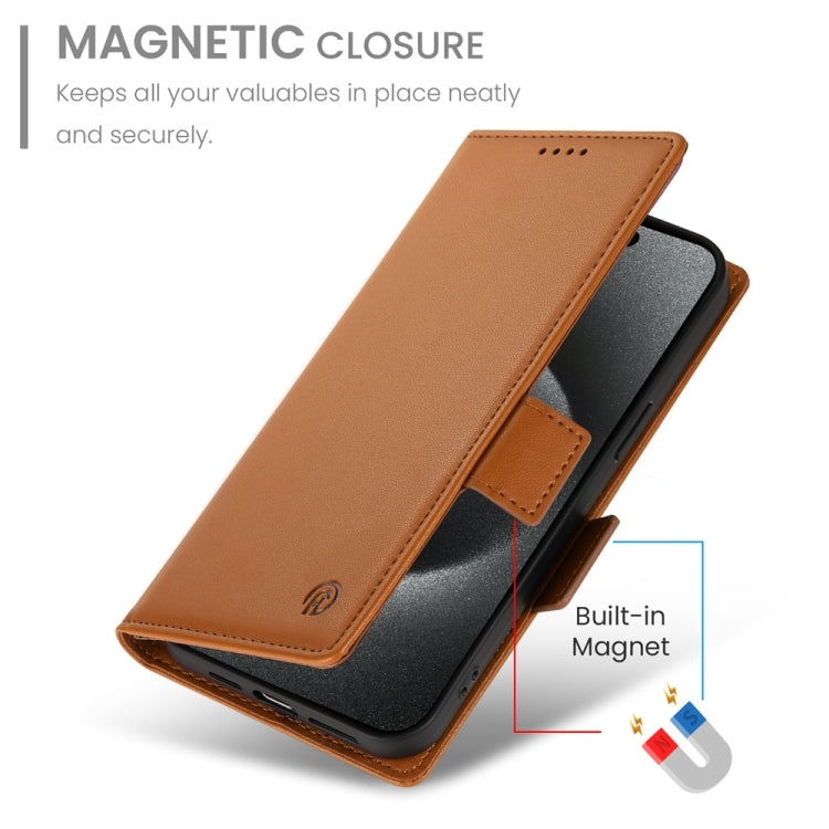 For iPhone 15 Pro Max Side Buckle Magnetic Frosted Leather Phone Case