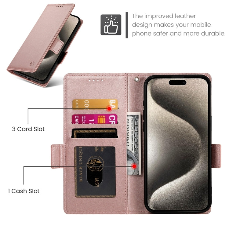 For iPhone 15 Pro Side Buckle Magnetic Frosted Leather Phone Case