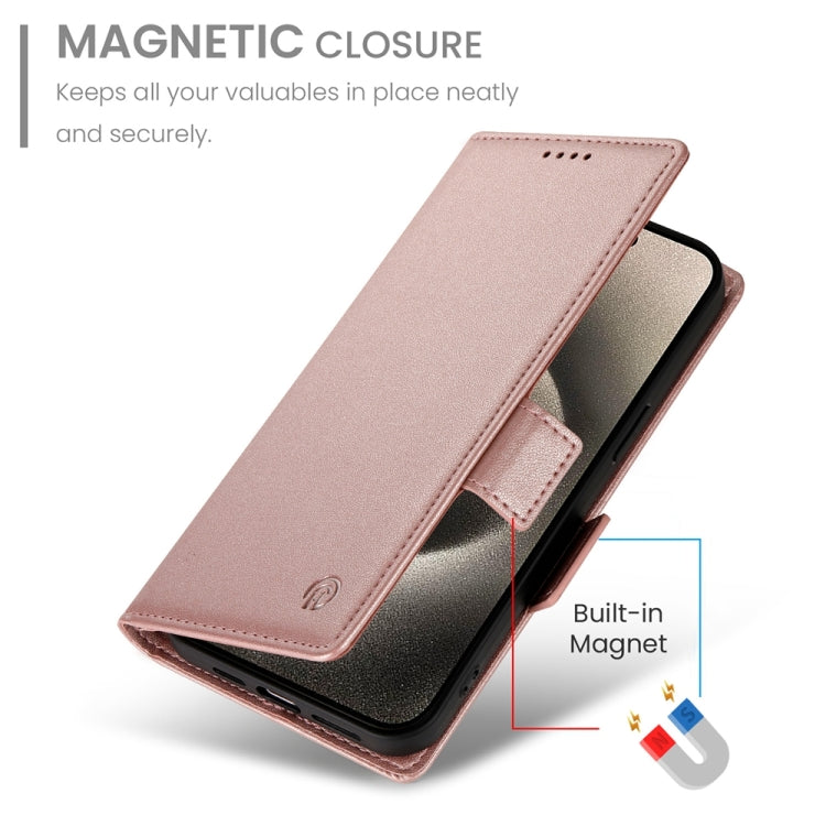 For iPhone 15 Pro Side Buckle Magnetic Frosted Leather Phone Case