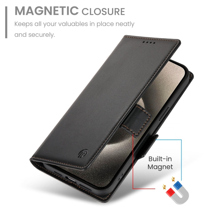 For iPhone 15 Pro Side Buckle Magnetic Frosted Leather Phone Case