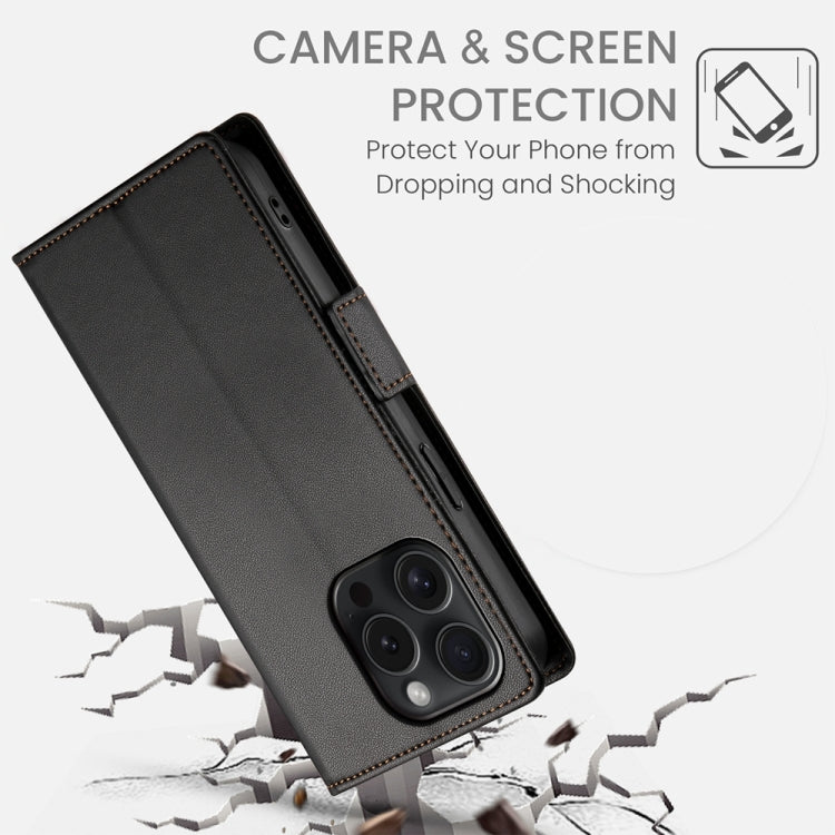 For iPhone 15 Pro Side Buckle Magnetic Frosted Leather Phone Case