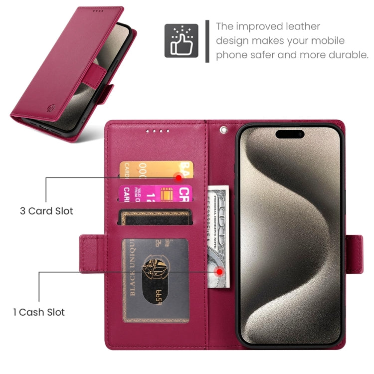 For iPhone 15 Pro Side Buckle Magnetic Frosted Leather Phone Case
