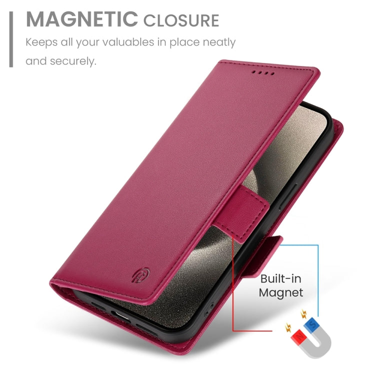 For iPhone 15 Pro Side Buckle Magnetic Frosted Leather Phone Case
