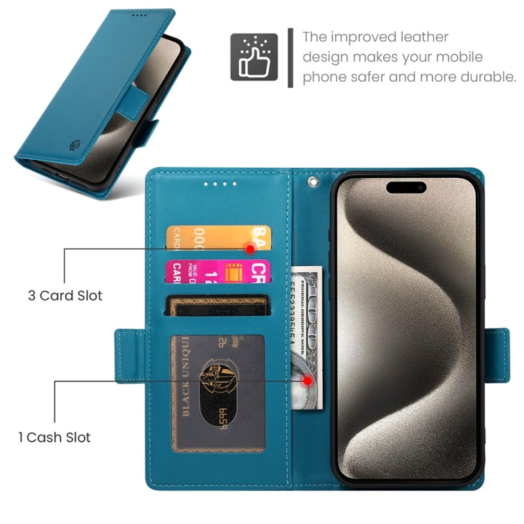 For iPhone 15 Pro Side Buckle Magnetic Frosted Leather Phone Case