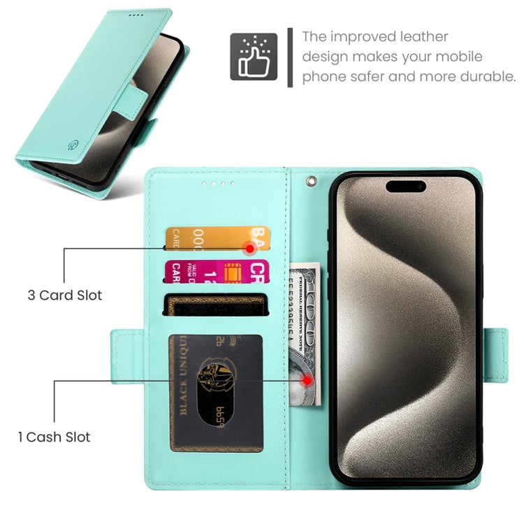 For iPhone 15 Pro Side Buckle Magnetic Frosted Leather Phone Case