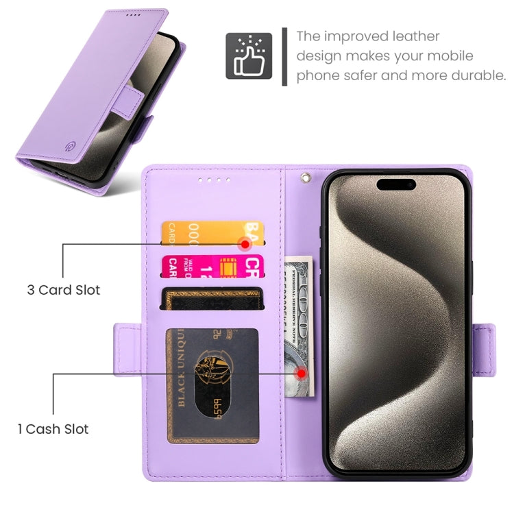 For iPhone 15 Pro Side Buckle Magnetic Frosted Leather Phone Case