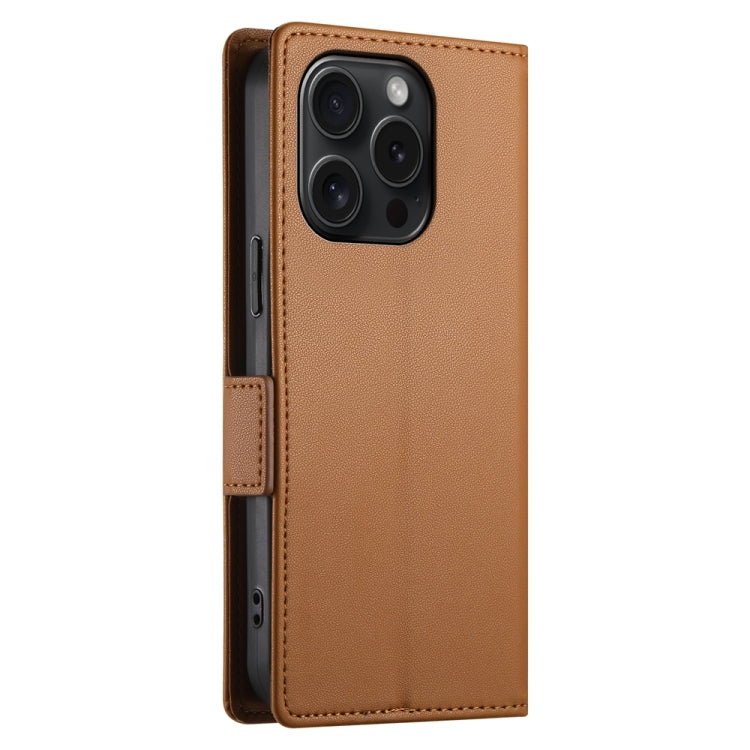 For iPhone 15 Pro Side Buckle Magnetic Frosted Leather Phone Case