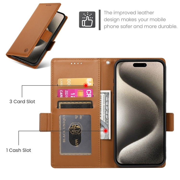 For iPhone 15 Pro Side Buckle Magnetic Frosted Leather Phone Case