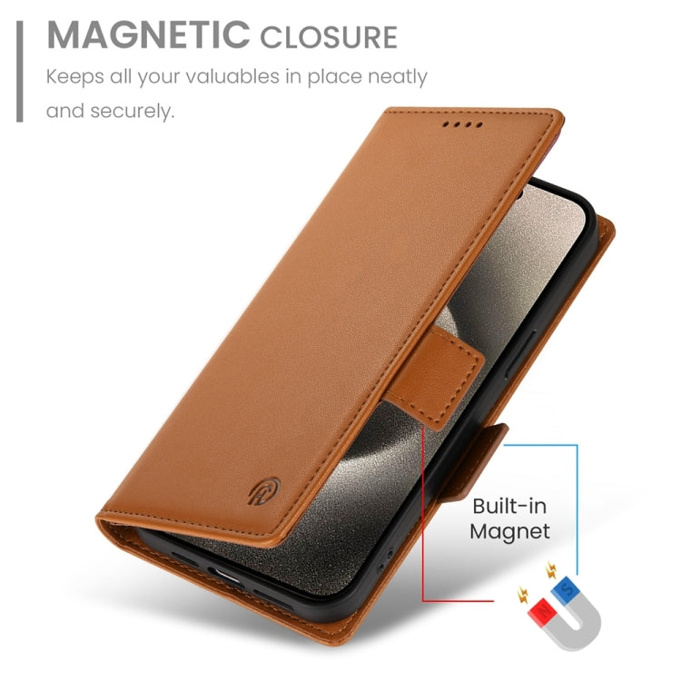 For iPhone 15 Pro Side Buckle Magnetic Frosted Leather Phone Case