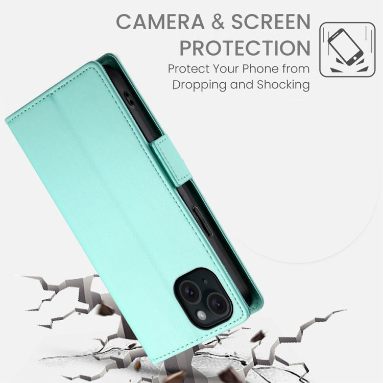 For iPhone 15 Plus Side Buckle Magnetic Frosted Leather Phone Case