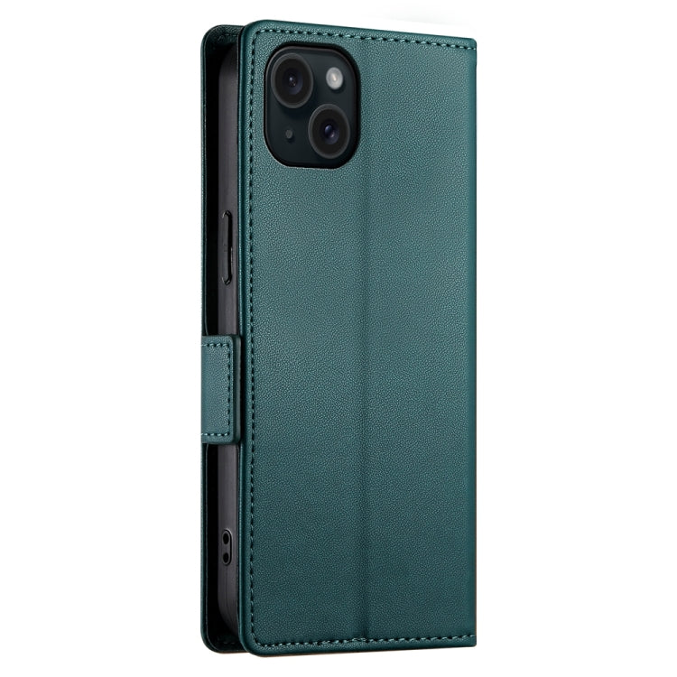 For iPhone 15 Plus Side Buckle Magnetic Frosted Leather Phone Case