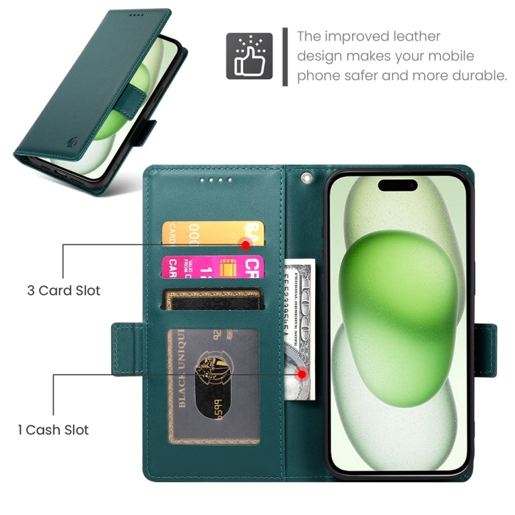 For iPhone 15 Plus Side Buckle Magnetic Frosted Leather Phone Case