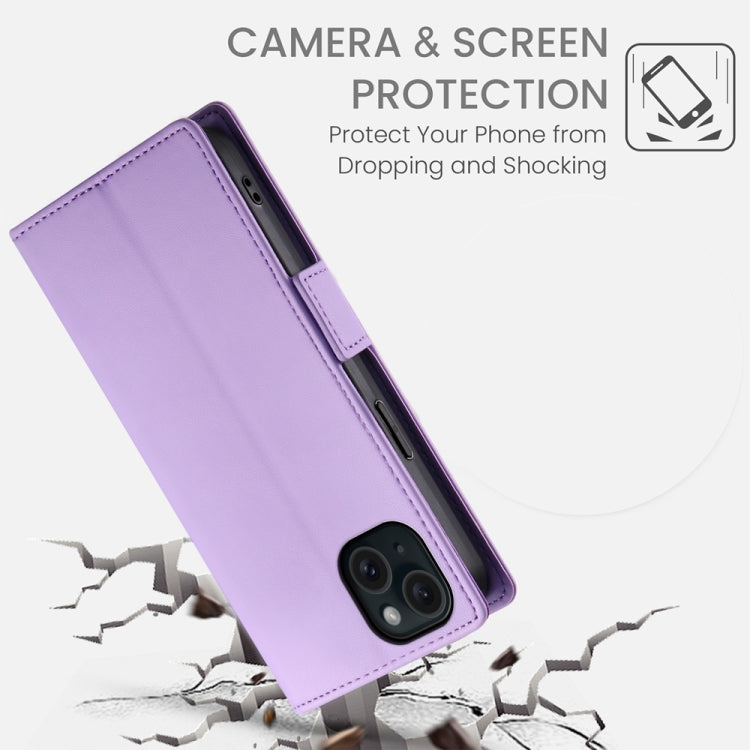 For iPhone 15 Plus Side Buckle Magnetic Frosted Leather Phone Case