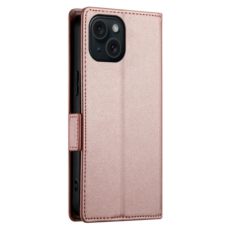 For iPhone 15 Side Buckle Magnetic Frosted Leather Phone Case