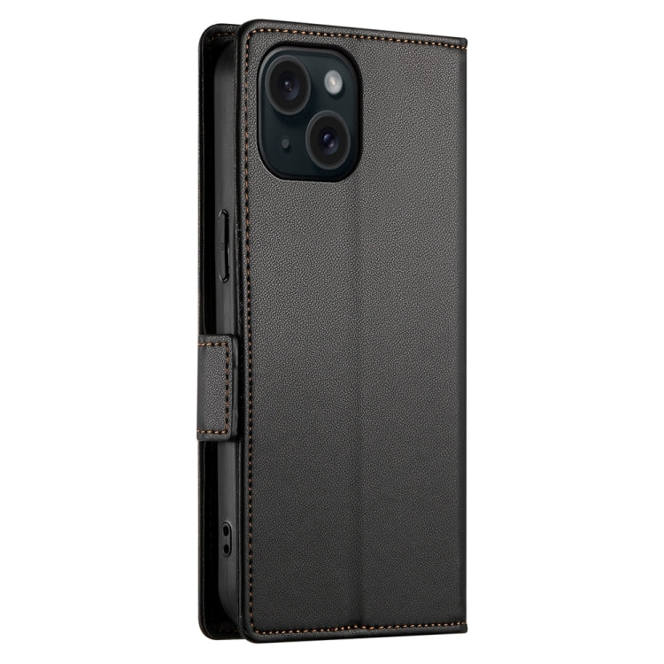 For iPhone 15 Side Buckle Magnetic Frosted Leather Phone Case