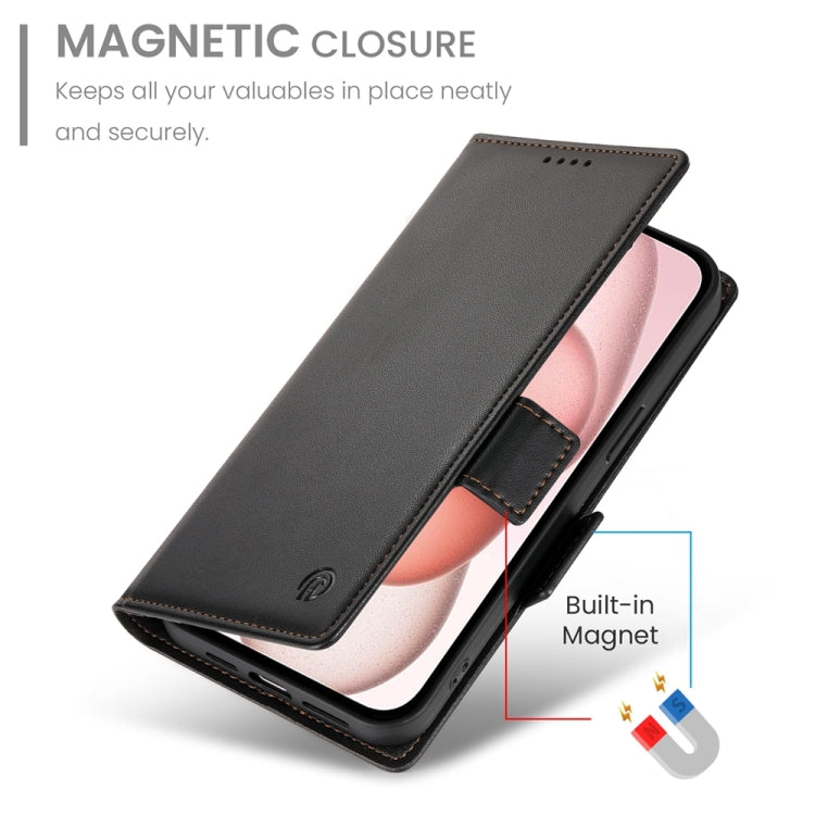 For iPhone 15 Side Buckle Magnetic Frosted Leather Phone Case