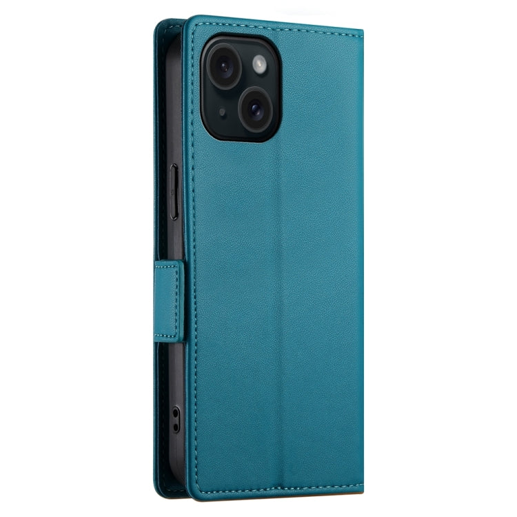 For iPhone 15 Side Buckle Magnetic Frosted Leather Phone Case