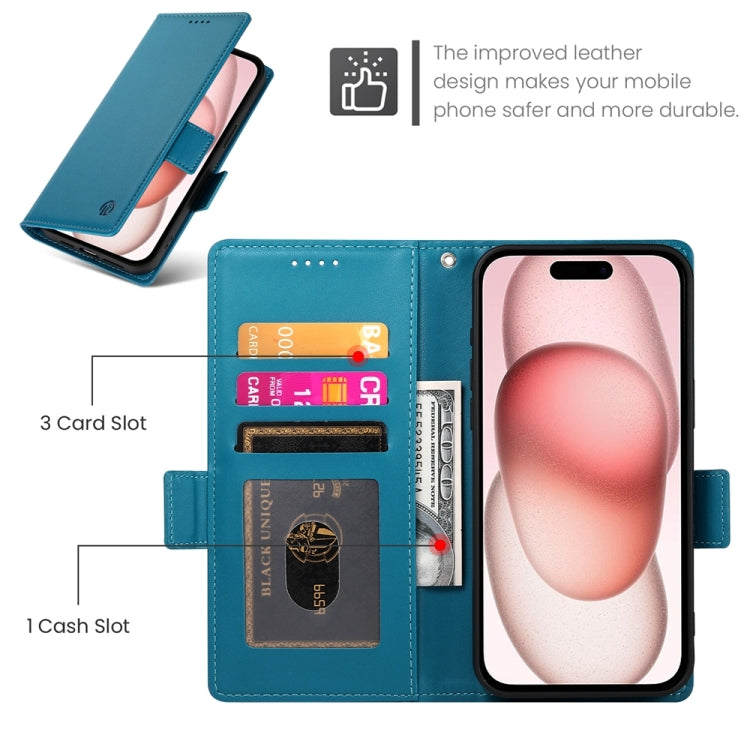 For iPhone 15 Side Buckle Magnetic Frosted Leather Phone Case