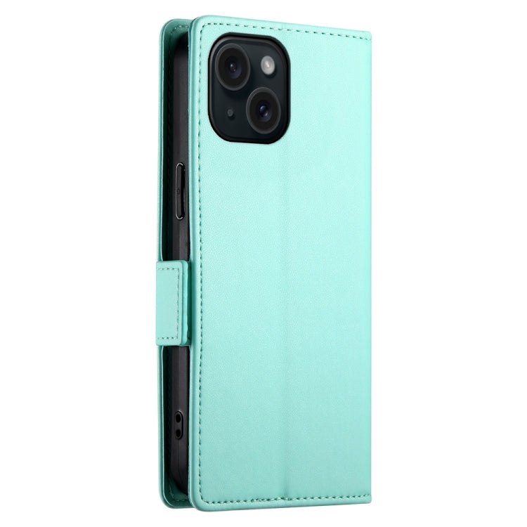 For iPhone 15 Side Buckle Magnetic Frosted Leather Phone Case