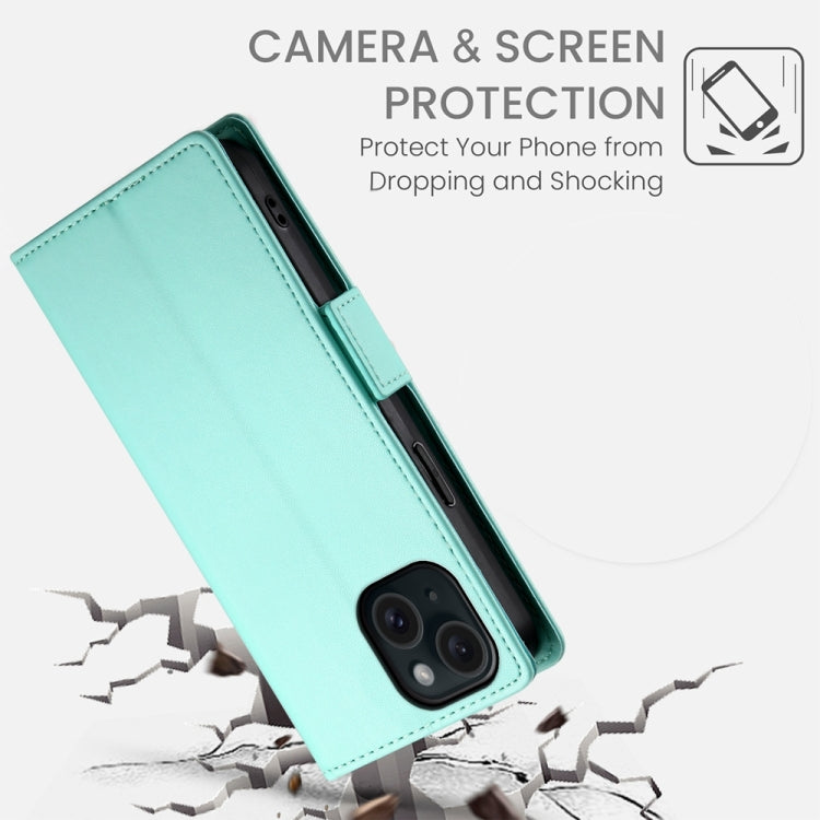 For iPhone 15 Side Buckle Magnetic Frosted Leather Phone Case
