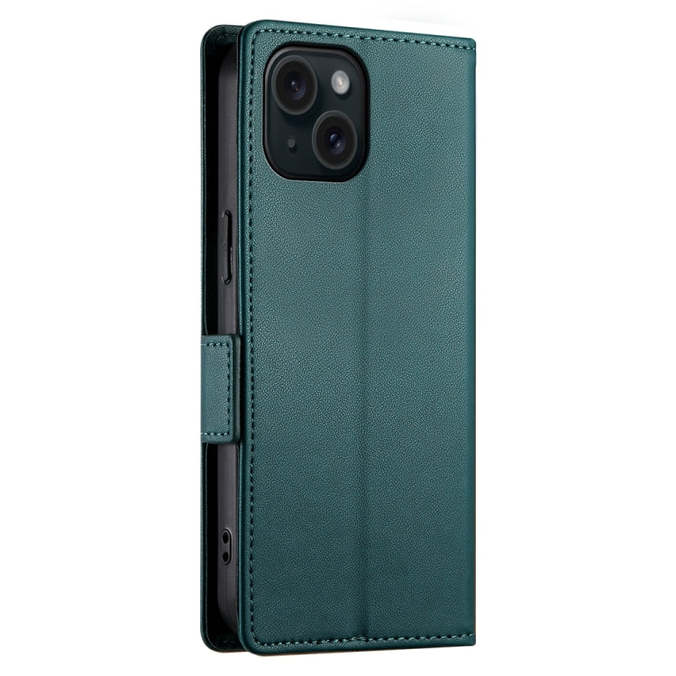 For iPhone 15 Side Buckle Magnetic Frosted Leather Phone Case