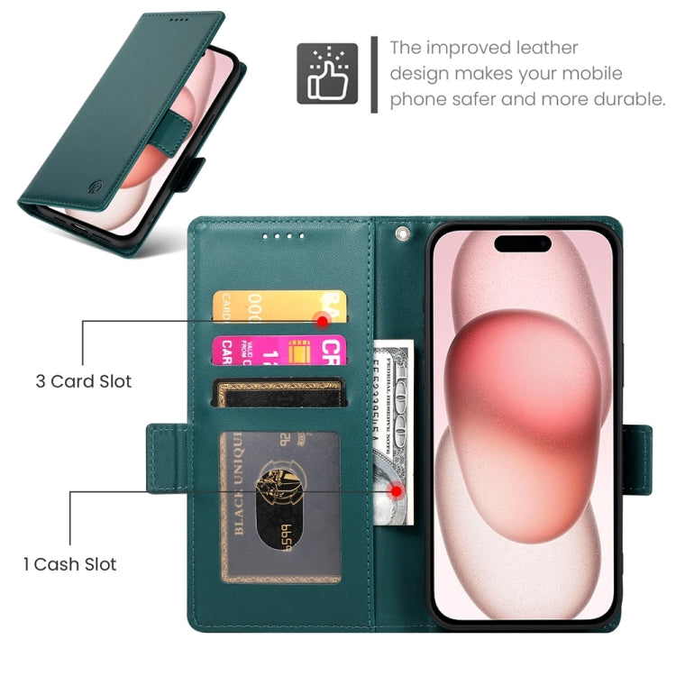 For iPhone 15 Side Buckle Magnetic Frosted Leather Phone Case