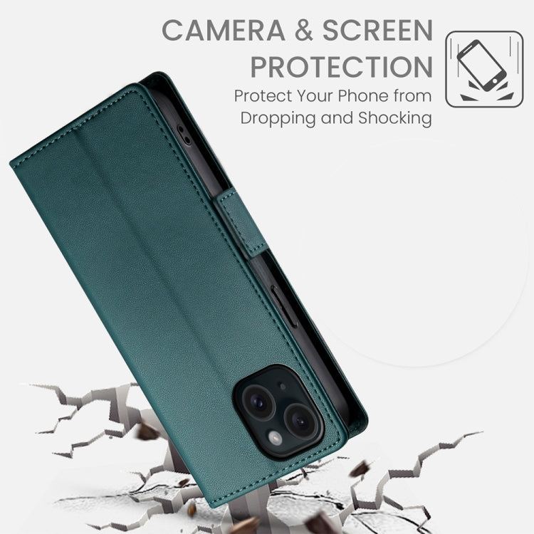 For iPhone 15 Side Buckle Magnetic Frosted Leather Phone Case